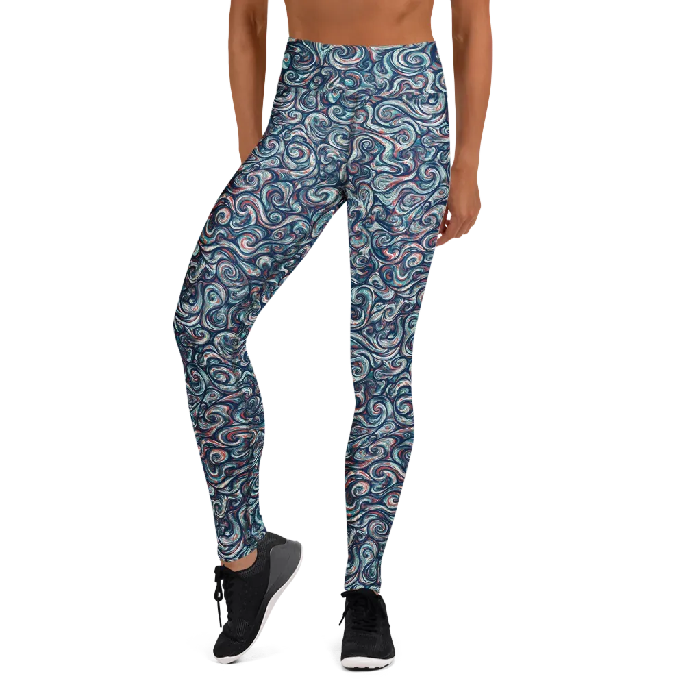 Indigo Vortex on Yoga Leggings — Front