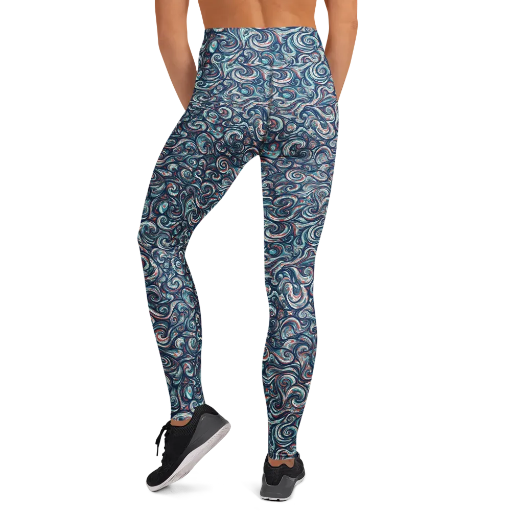 Indigo Vortex on Yoga Leggings — Back