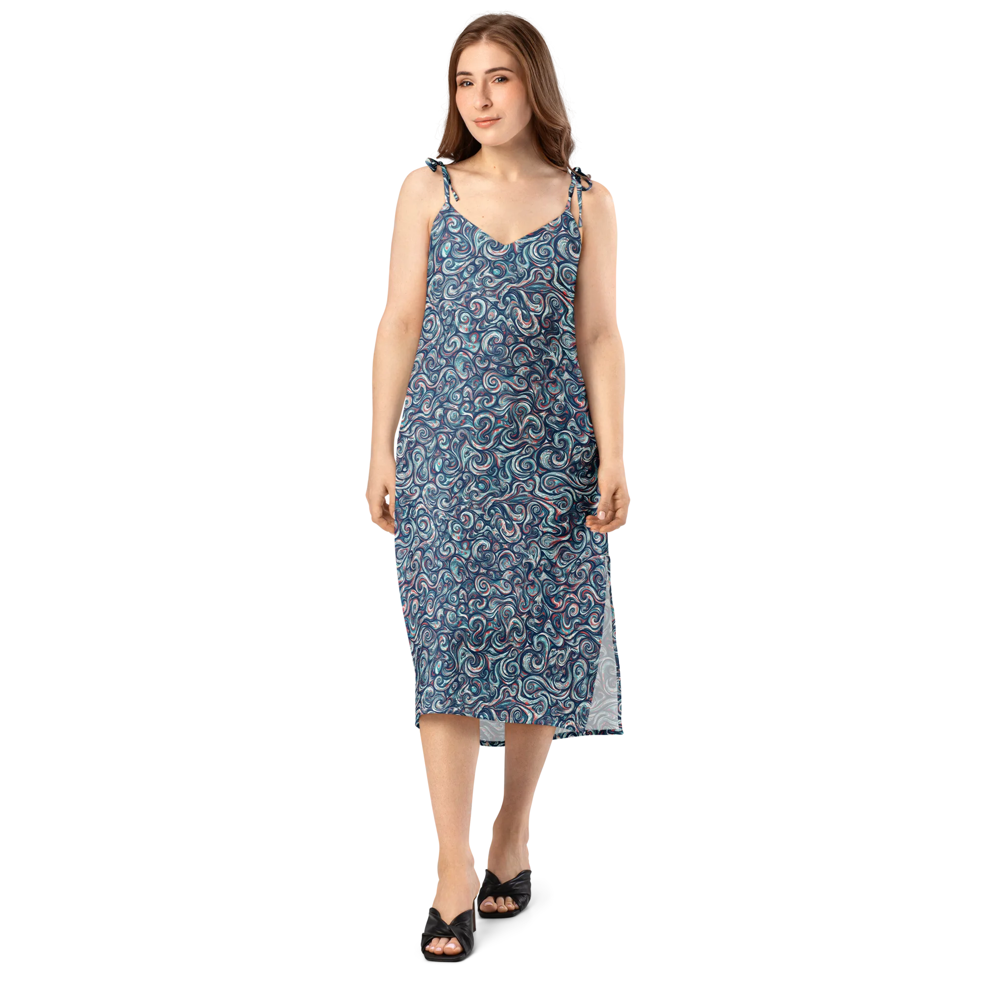 Indigo Vortex on Slip Dress — Front