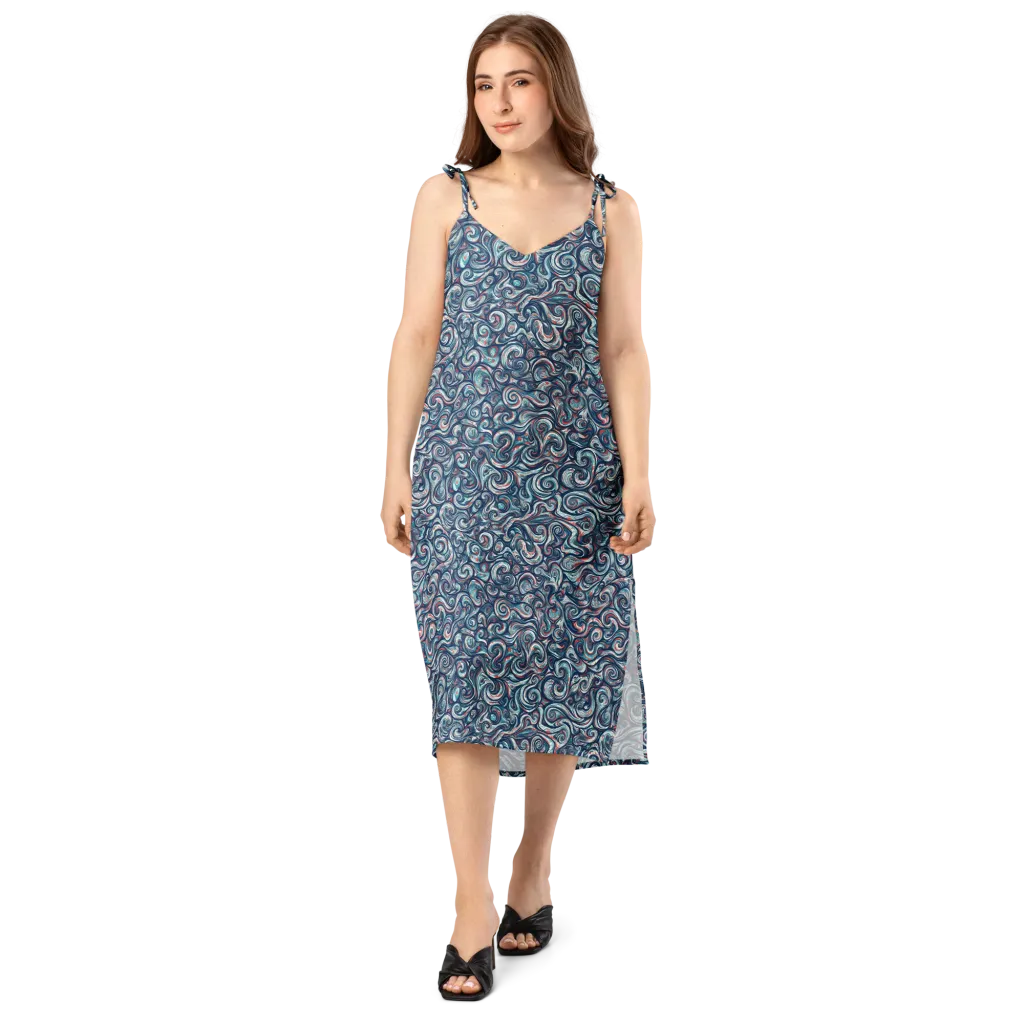 Indigo Vortex on Slip Dress — Front