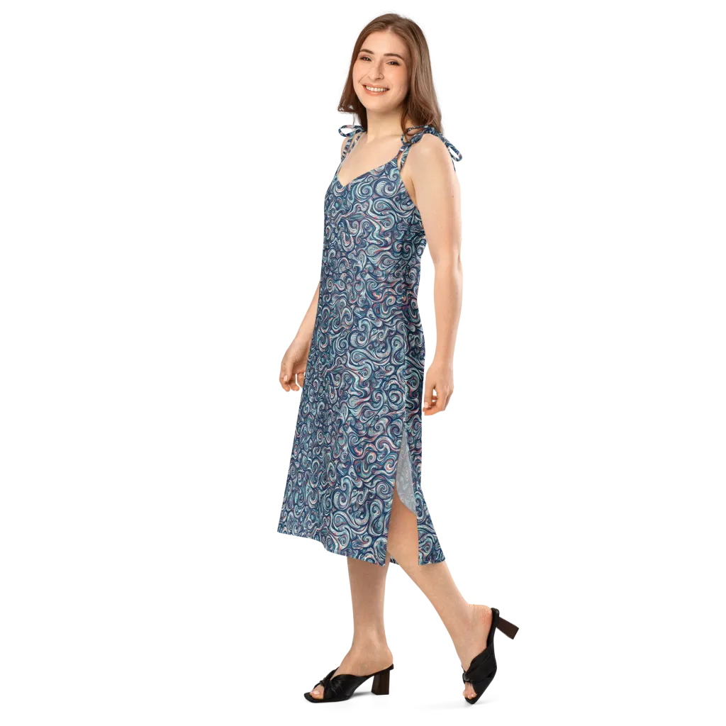 Indigo Vortex on Slip Dress — Left Front