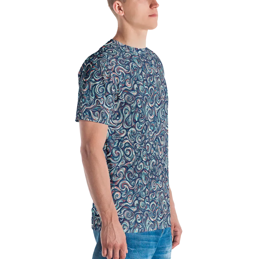 Indigo Vortex on Men's Crew Neck T-Shirt — Right