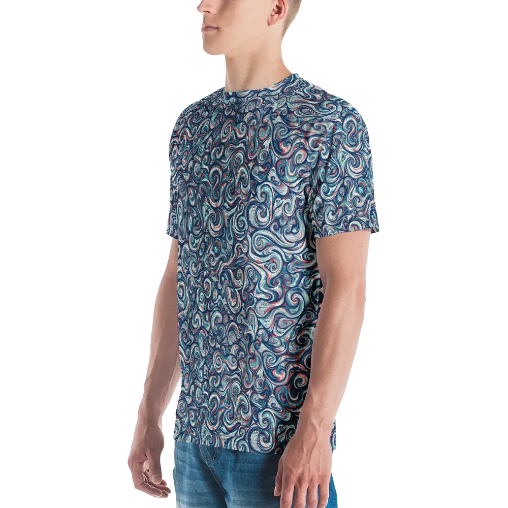 Indigo Vortex on Men's Crew Neck T-Shirt — Left