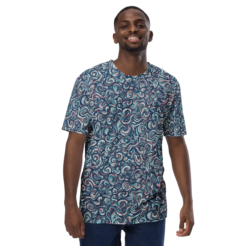Indigo Vortex on Men's Crew Neck T-Shirt — Front print
