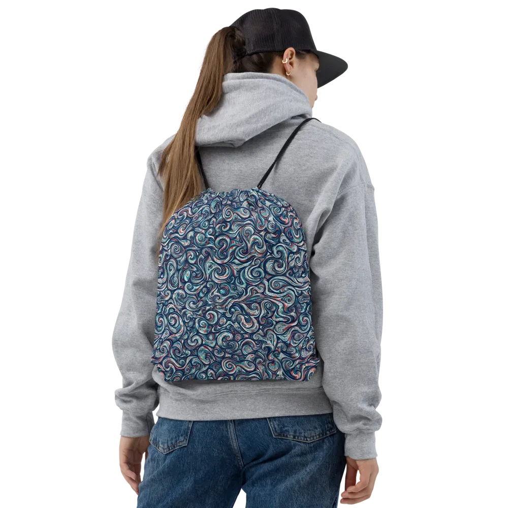 Indigo Vortex on Drawstring Bag — Front