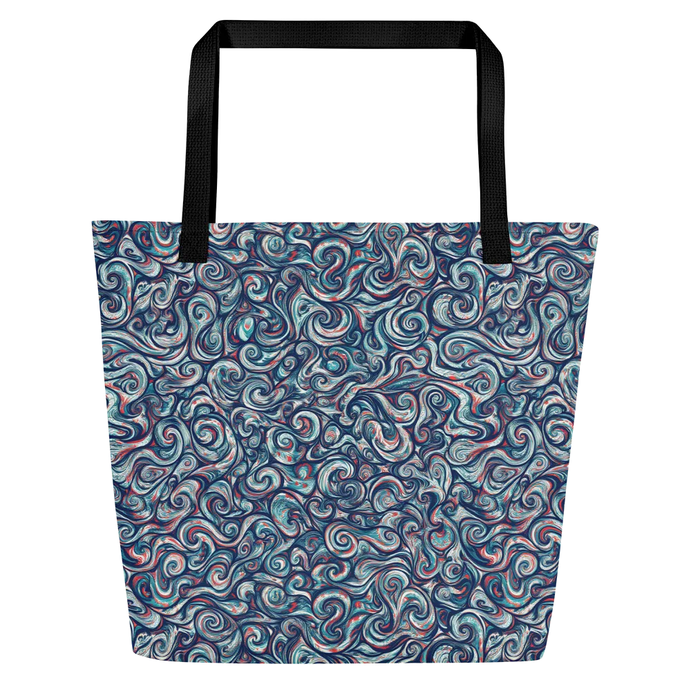 Indigo Vortex on Large Tote Bag W/ Pocket — Front