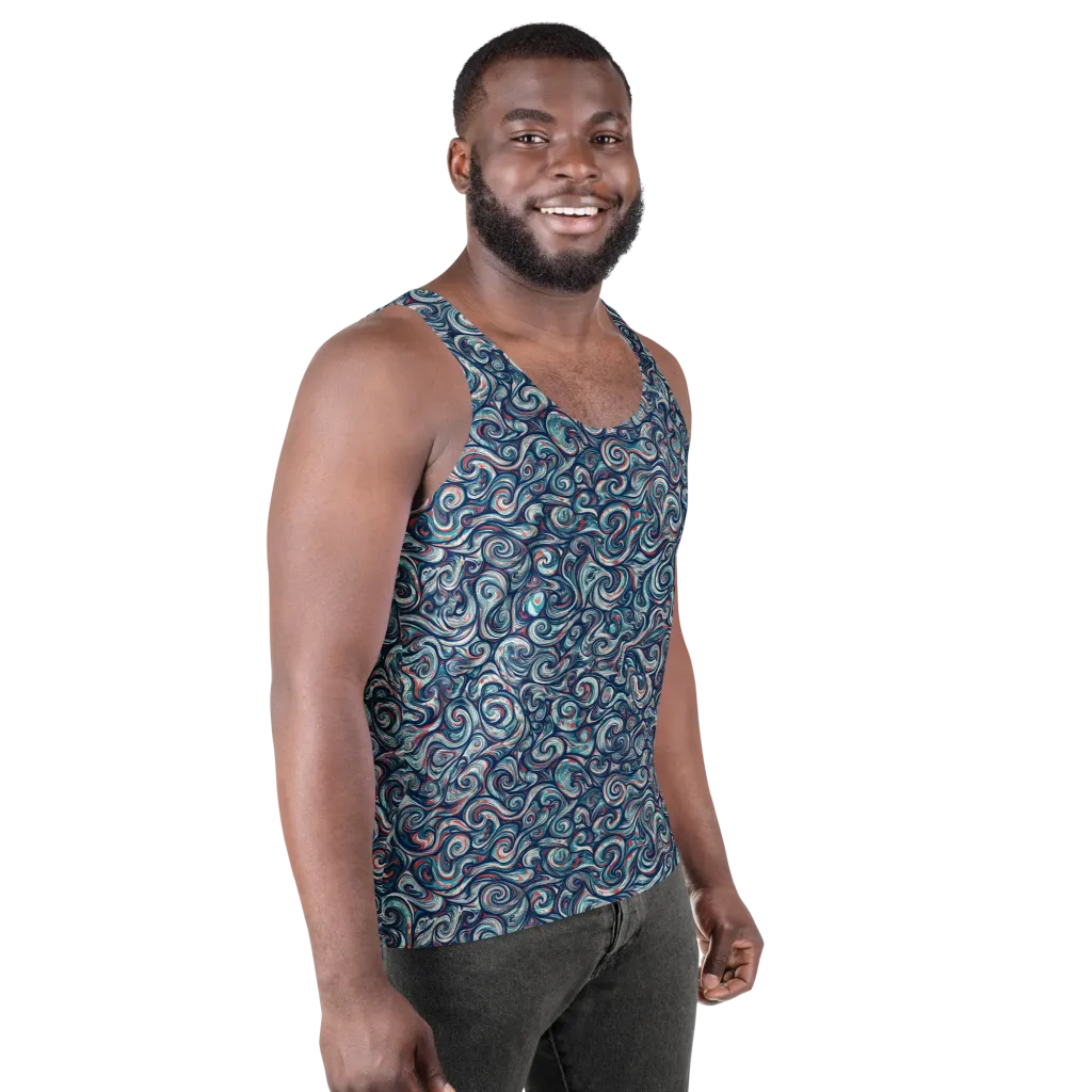Indigo Vortex on Men's Tank Top — Right Front