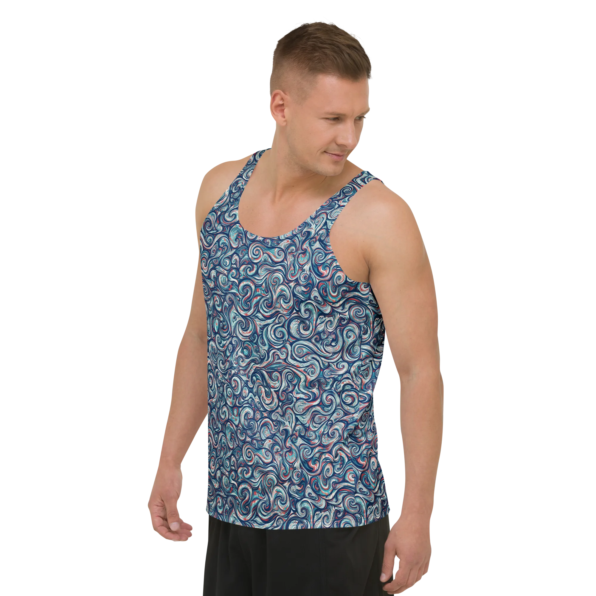 Indigo Vortex on Men's Tank Top — Front print