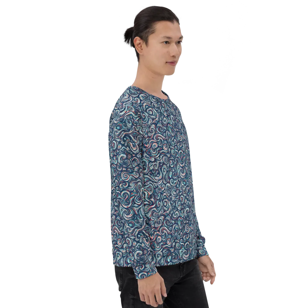 Indigo Vortex on Sweatshirt — Right sleeve