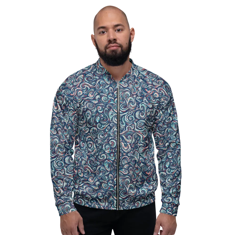 Indigo Vortex on Bomber Jacket — Front
