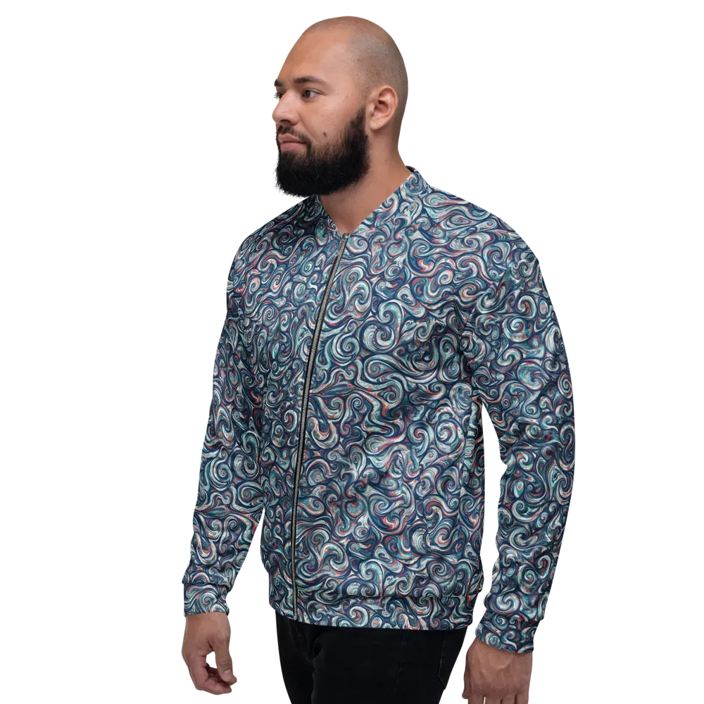 Indigo Vortex on Bomber Jacket — Left