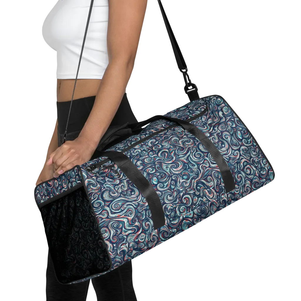 Indigo Vortex on Duffle Bag — Front