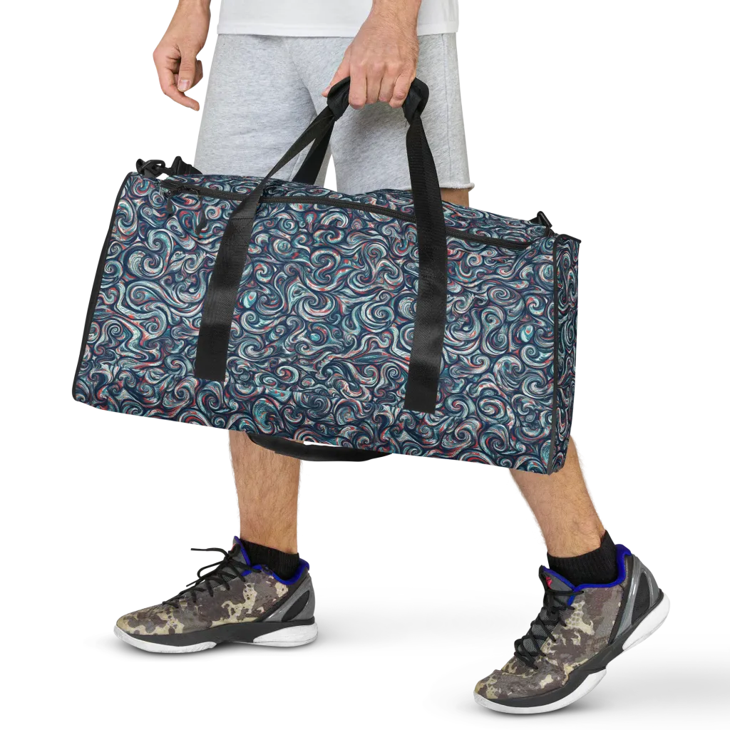 Indigo Vortex on Duffle Bag — Front print