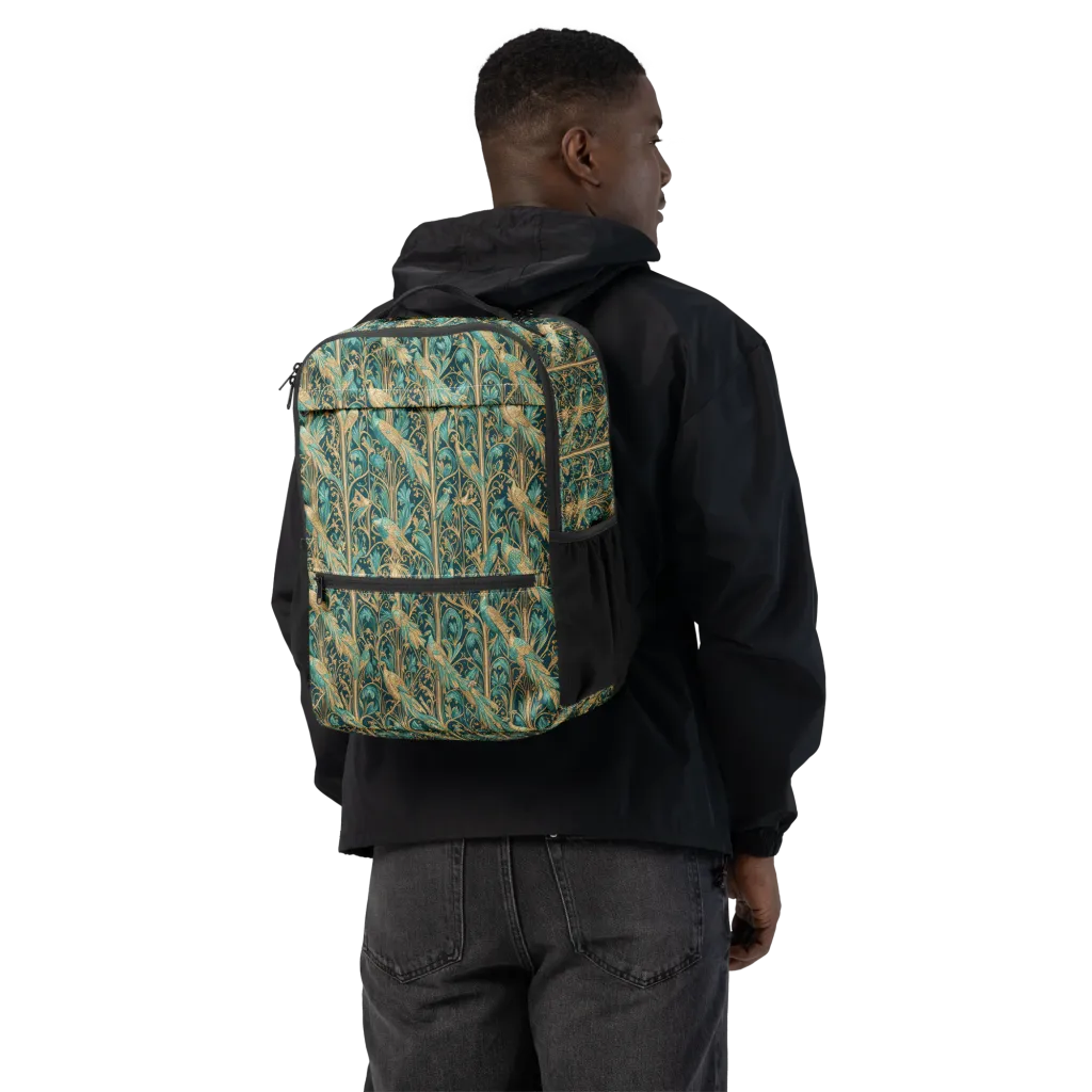 Teal Aviary on Utility Backpack — Back