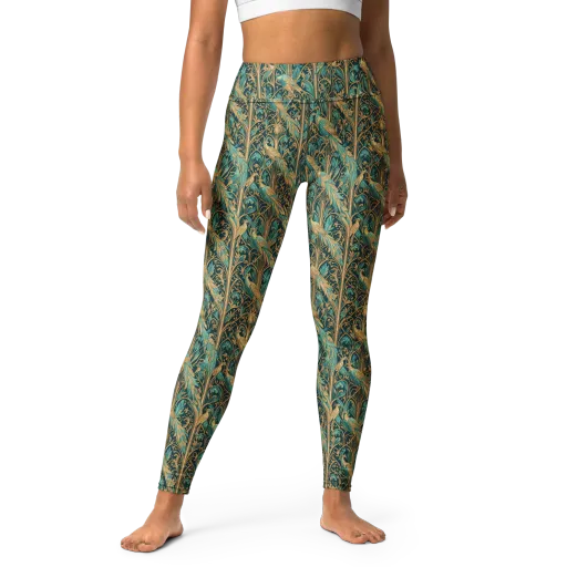 Teal Aviary on a Yoga Leggings