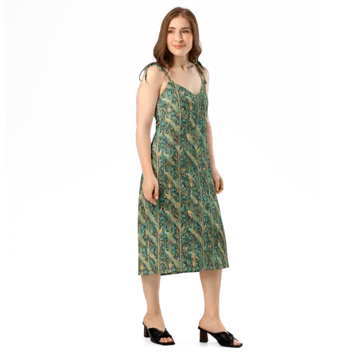 Teal Aviary on a Slip Dress