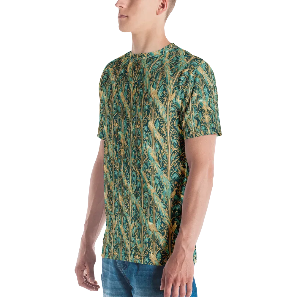 Teal Aviary on Men's Crew Neck T-Shirt — Left
