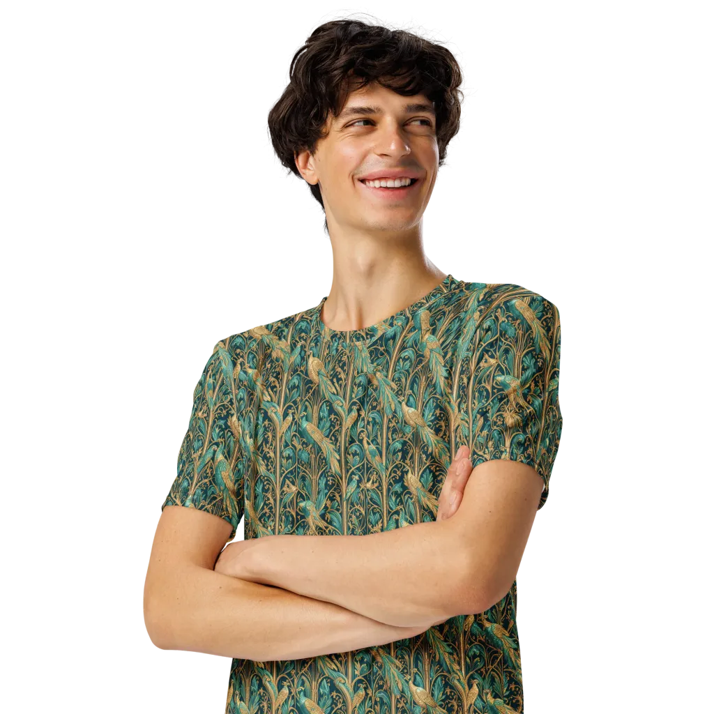 Teal Aviary on Men's Crew Neck T-Shirt — Front print