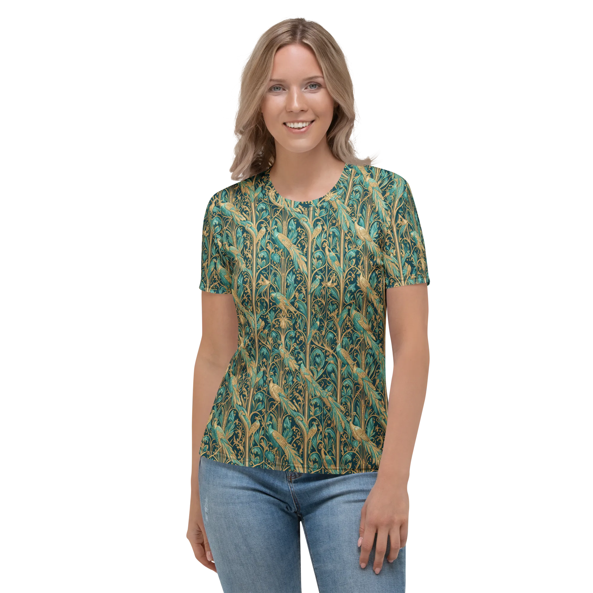Teal Aviary on Women's Crew Neck T-Shirt — Front