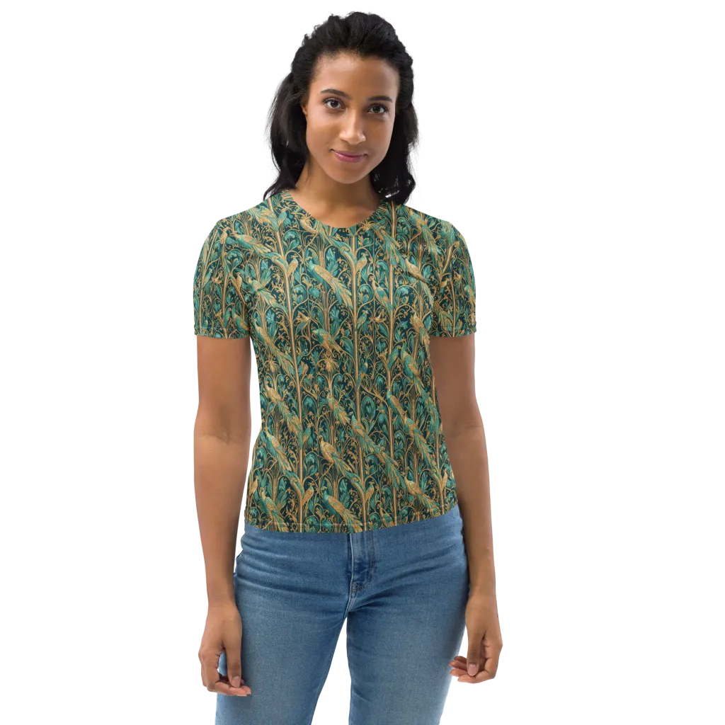 Teal Aviary on Women's Crew Neck T-Shirt — Print file