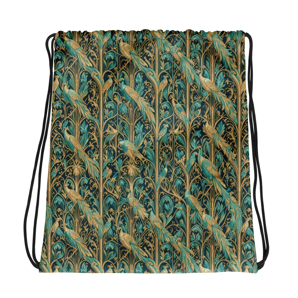Teal Aviary on Drawstring Bag — Mockup