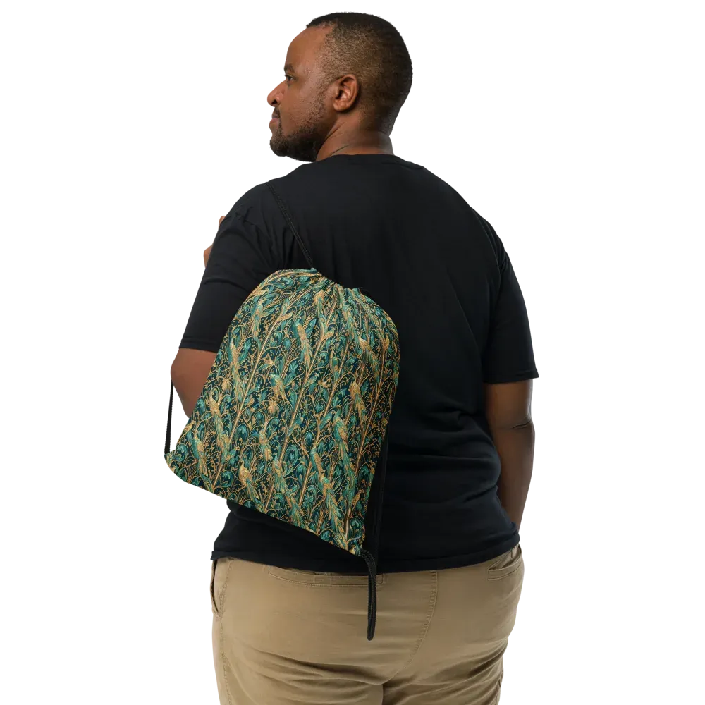 Teal Aviary on Drawstring Bag — Print file