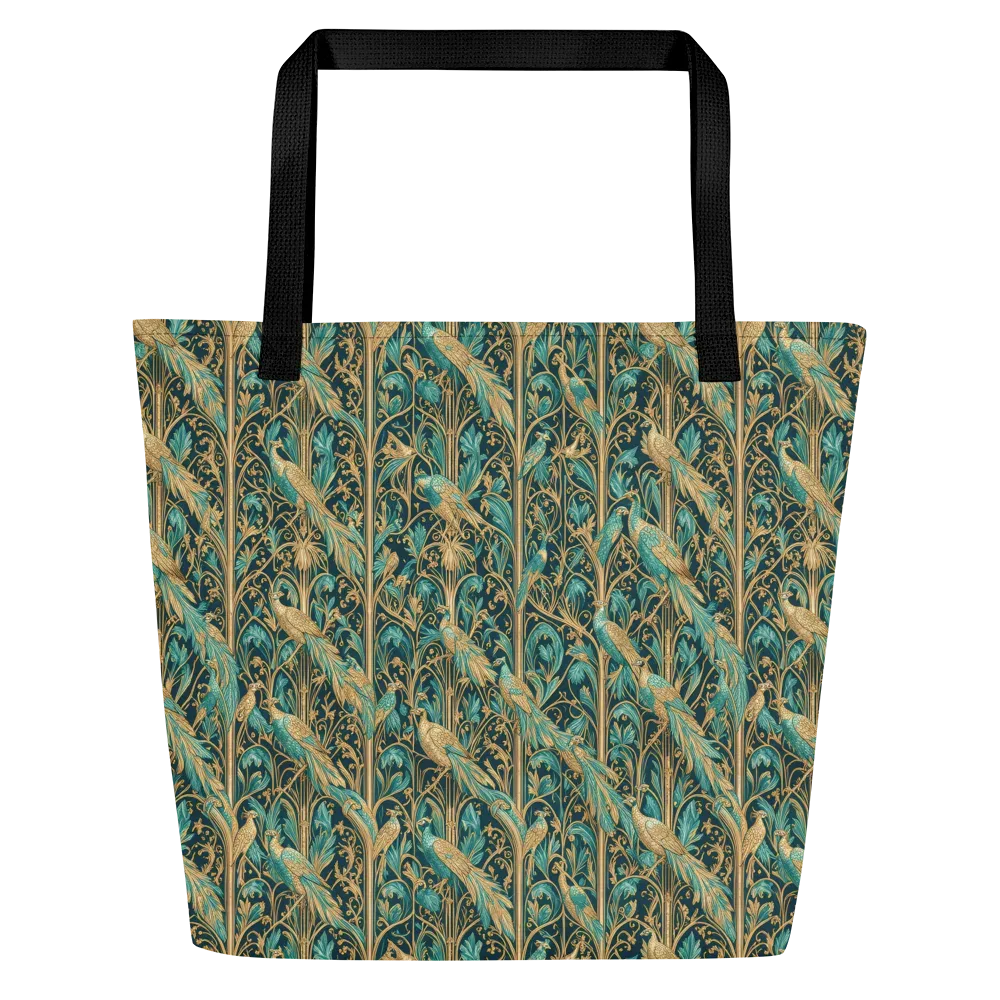 Teal Aviary on Large Tote Bag W/ Pocket — Front