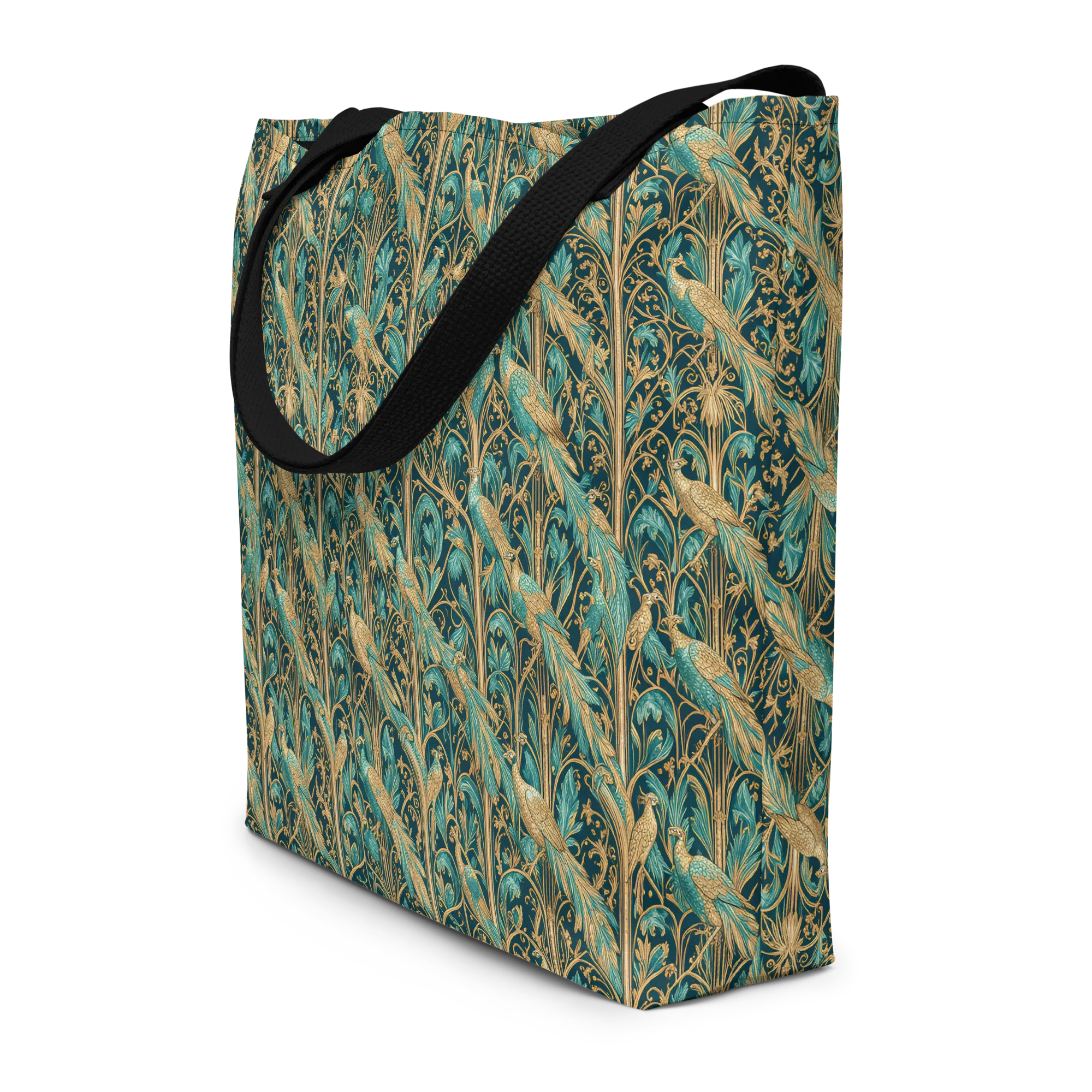 Teal Aviary on Large Tote Bag W/ Pocket — Print file