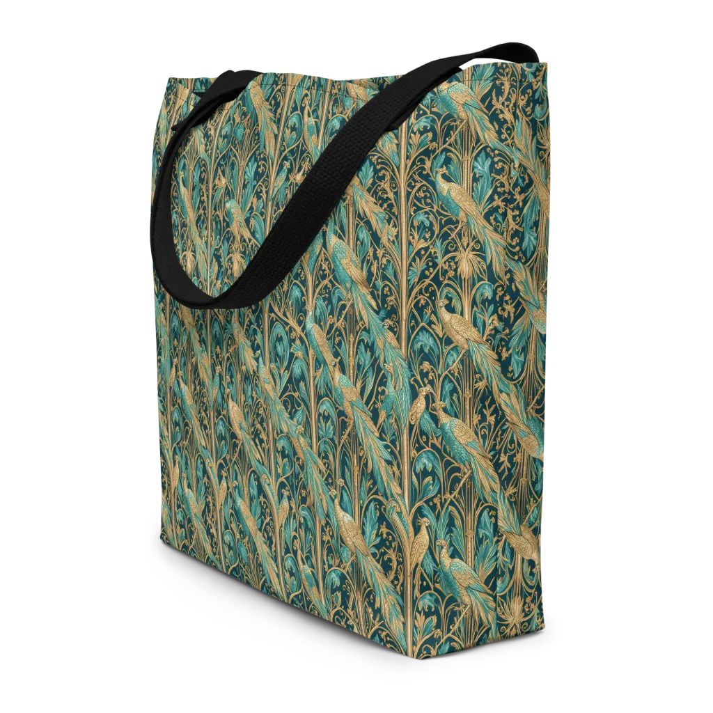Teal Aviary on Large Tote Bag W/ Pocket — Print file
