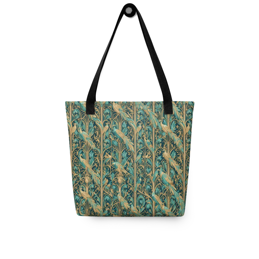 Teal Aviary on Tote Bag — Front