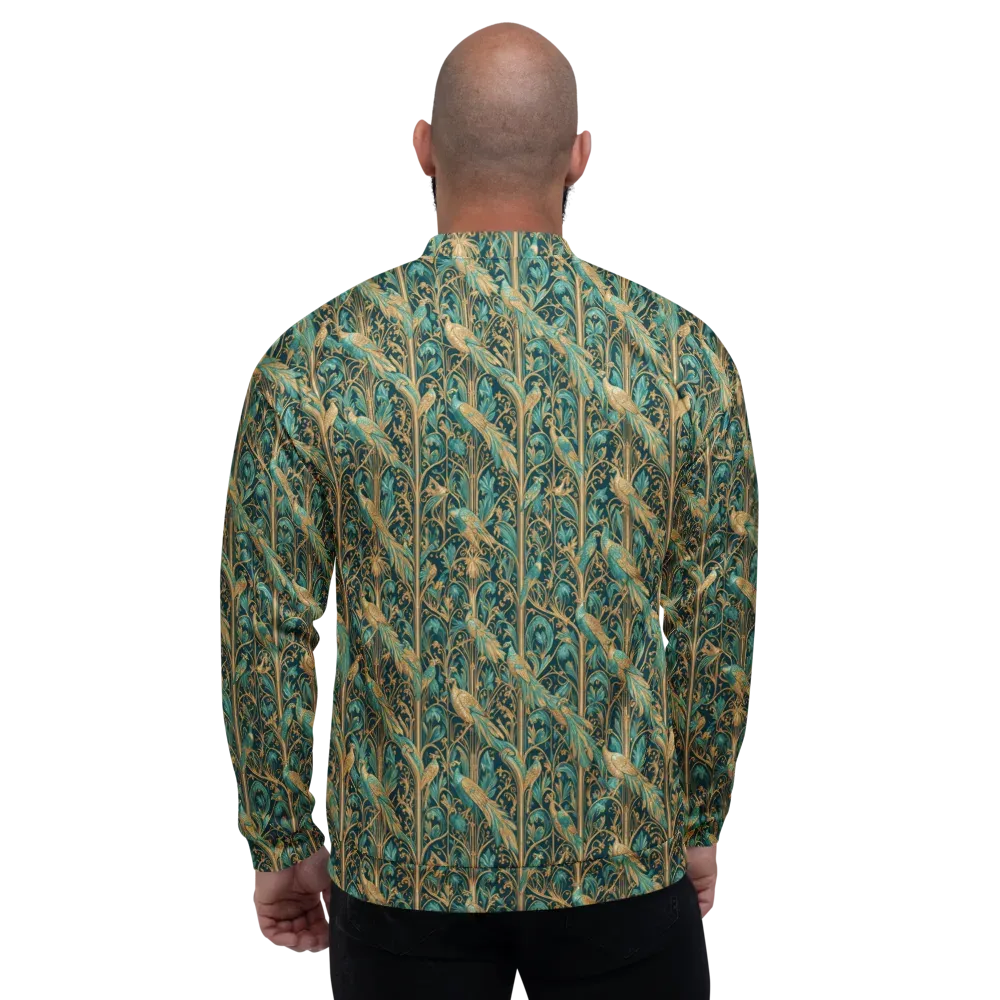 Teal Aviary on Bomber Jacket — Back