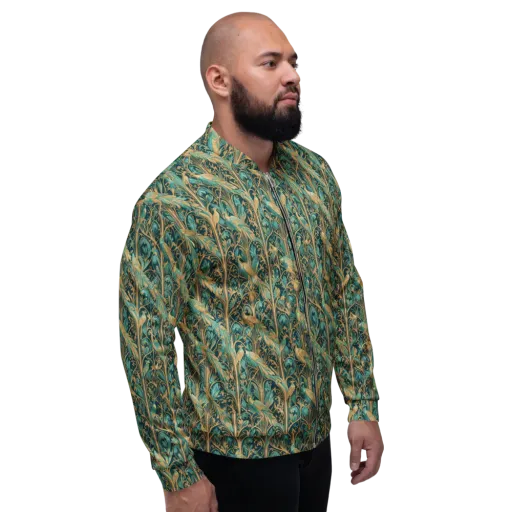 Teal Aviary on a Bomber Jacket