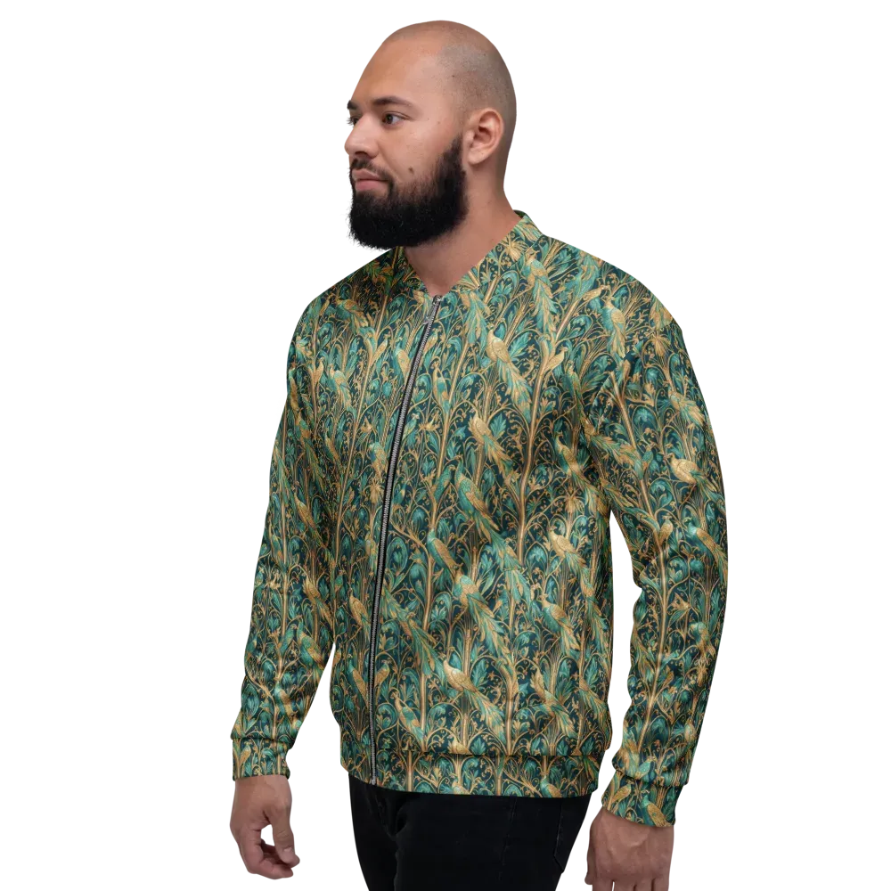 Teal Aviary on Bomber Jacket — Left