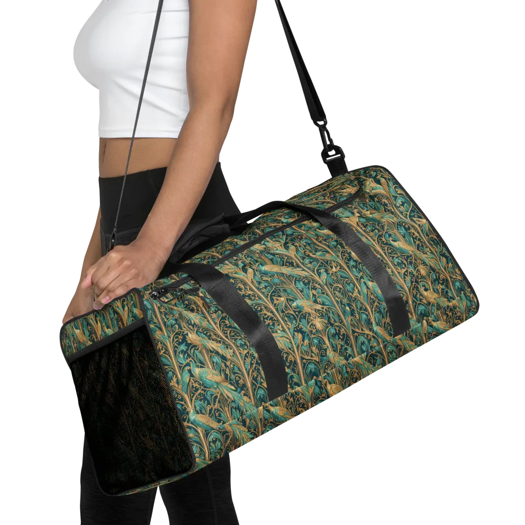 Teal Aviary on Duffle Bag — Front