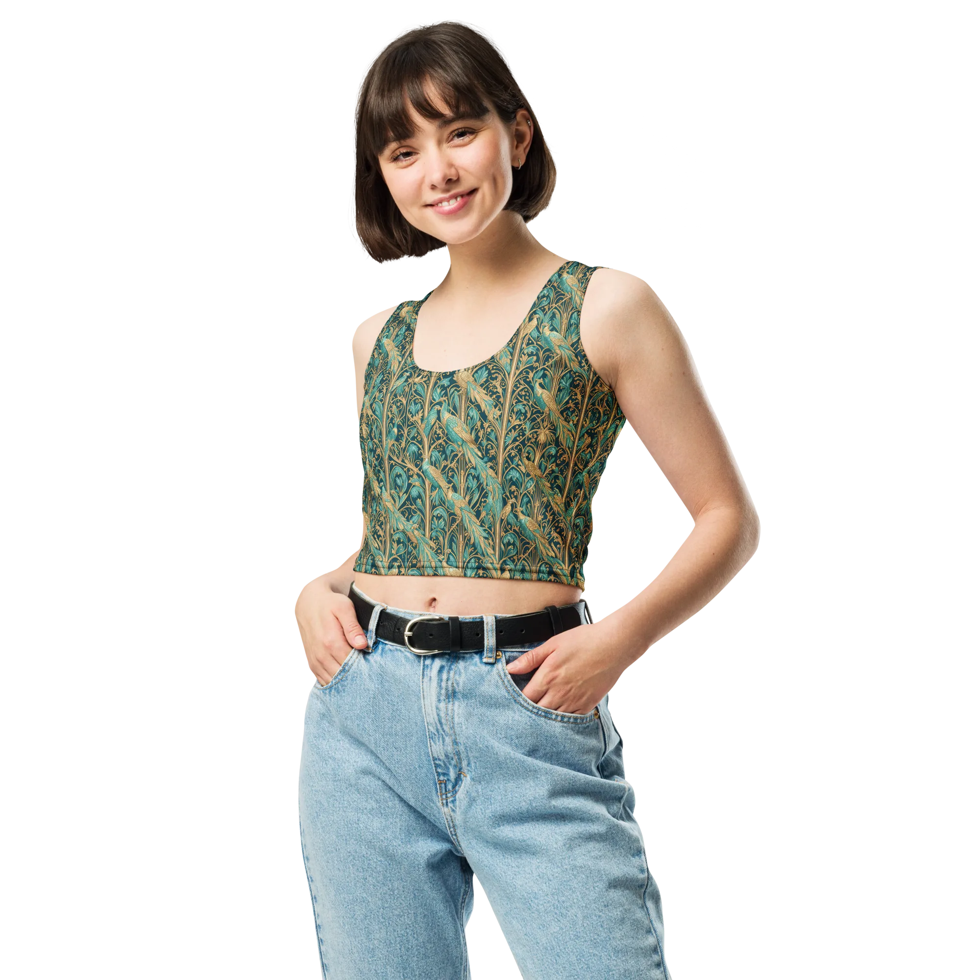 Teal Aviary on Crop Top — Print file