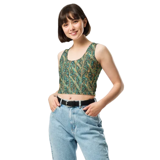 Teal Aviary on a Crop Top