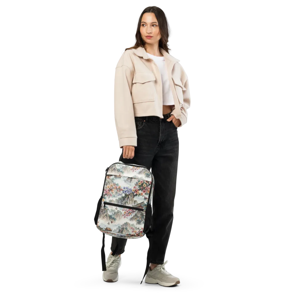 Jade Mountain Blossom on Utility Backpack — Top print