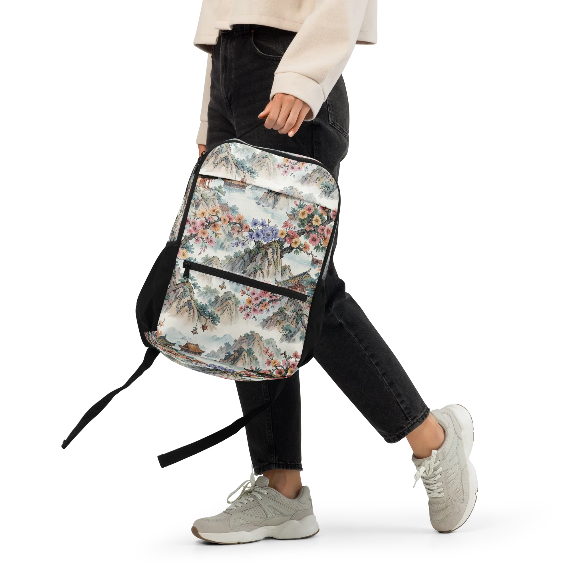 Jade Mountain Blossom on Utility Backpack — Front 2