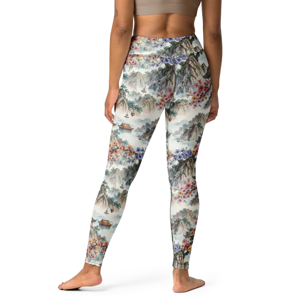 Jade Mountain Blossom on Yoga Leggings — Print file