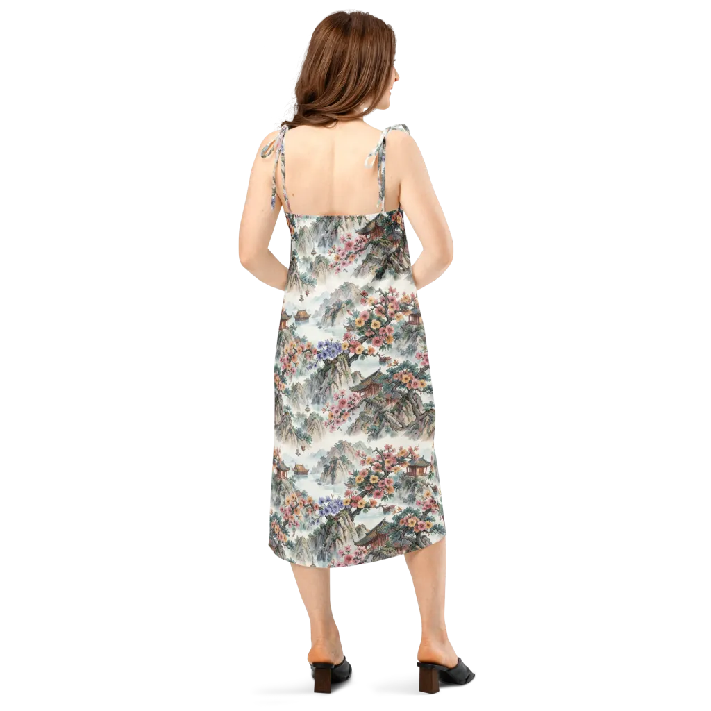 Jade Mountain Blossom on Slip Dress — Back