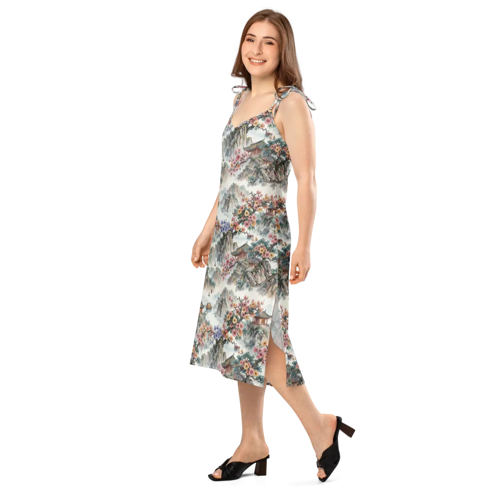 Jade Mountain Blossom on Slip Dress — Left Front