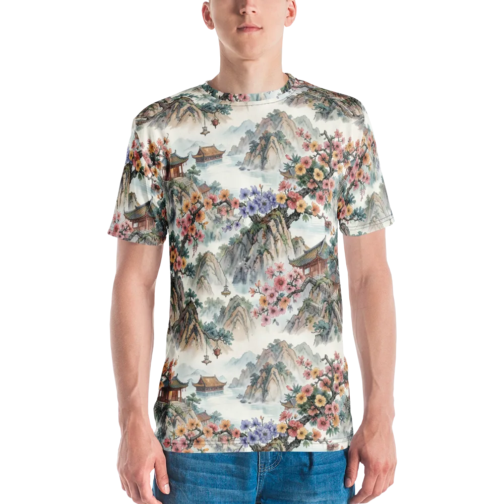 Jade Mountain Blossom on Men's Crew Neck T-Shirt — Front