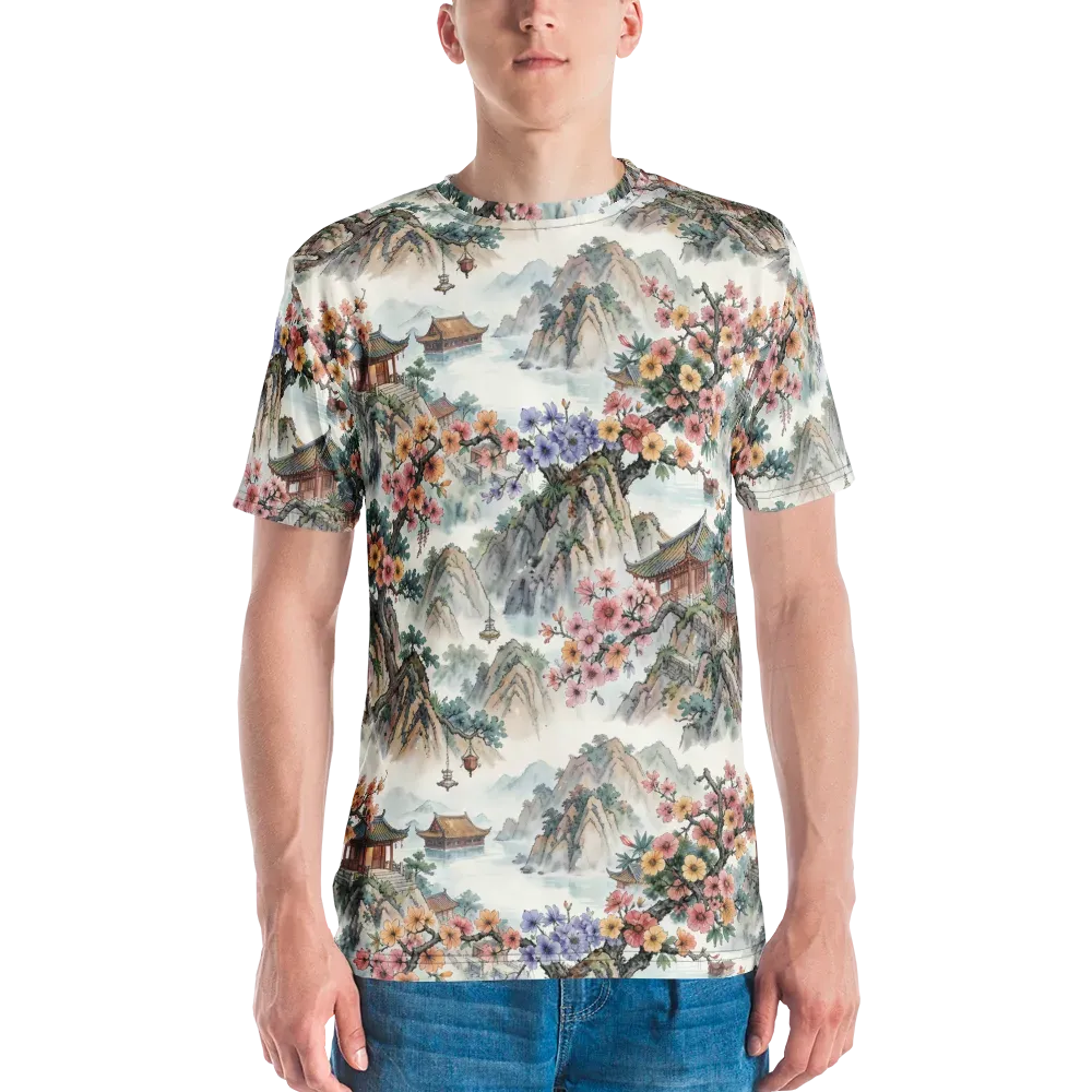 Jade Mountain Blossom on Men's Crew Neck T-Shirt — Front