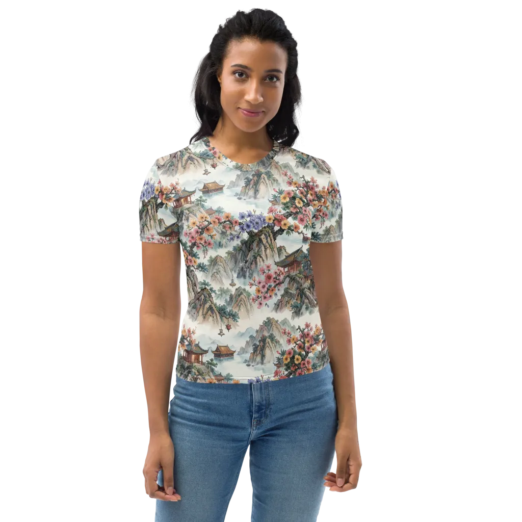 Jade Mountain Blossom on Women's Crew Neck T-Shirt — Print file
