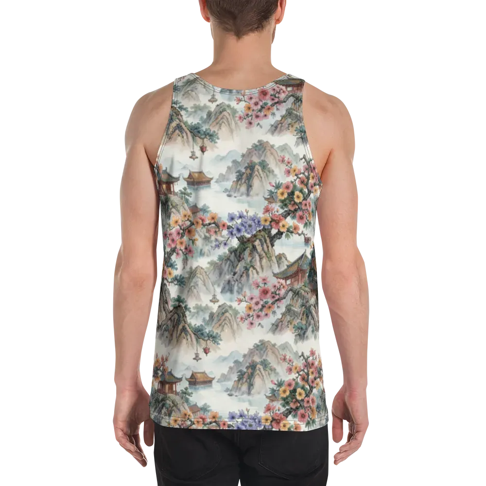 Jade Mountain Blossom on Men's Tank Top — Back