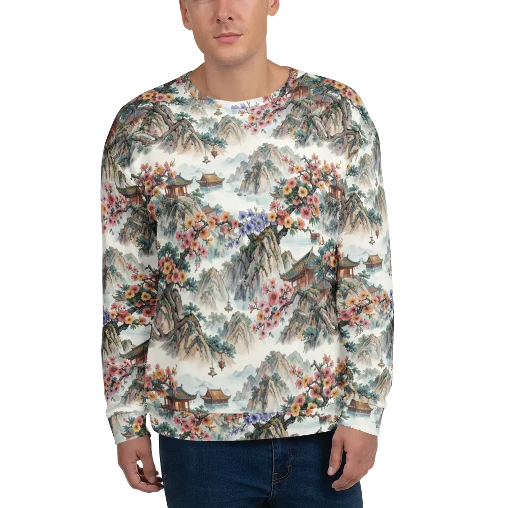 Jade Mountain Blossom on Sweatshirt — Front