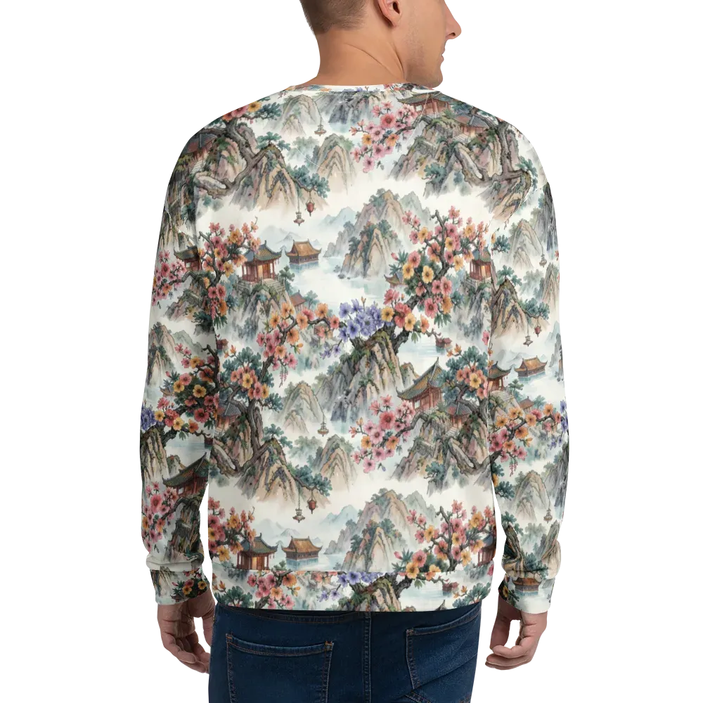 Jade Mountain Blossom on Sweatshirt — Back