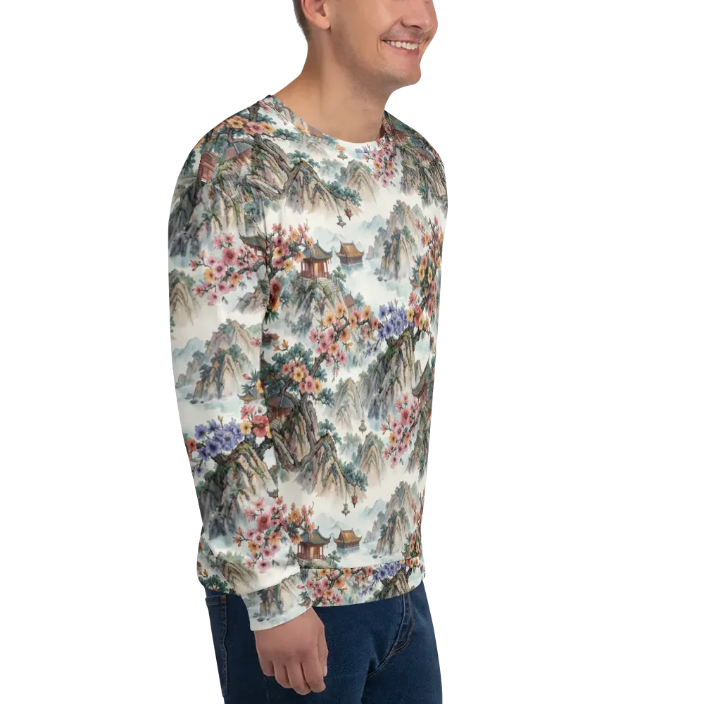 Jade Mountain Blossom on Sweatshirt — Right Front