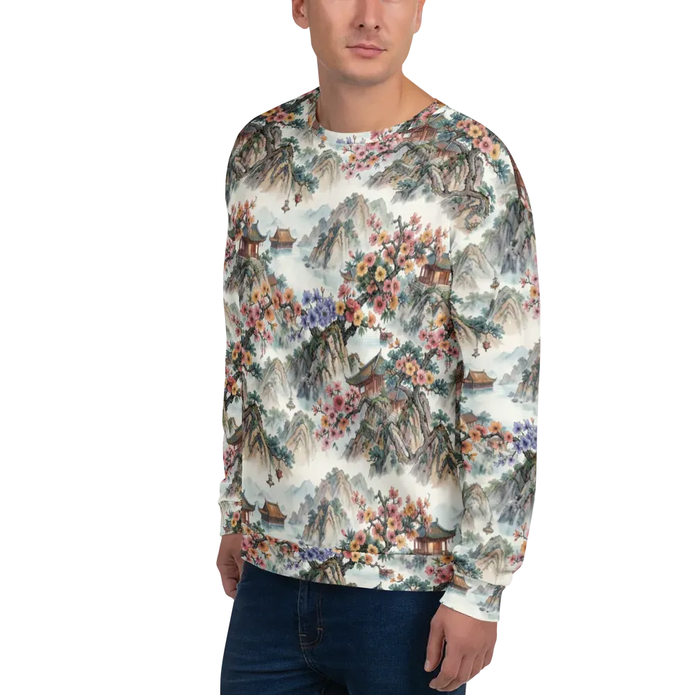 Jade Mountain Blossom on Sweatshirt — Left Front