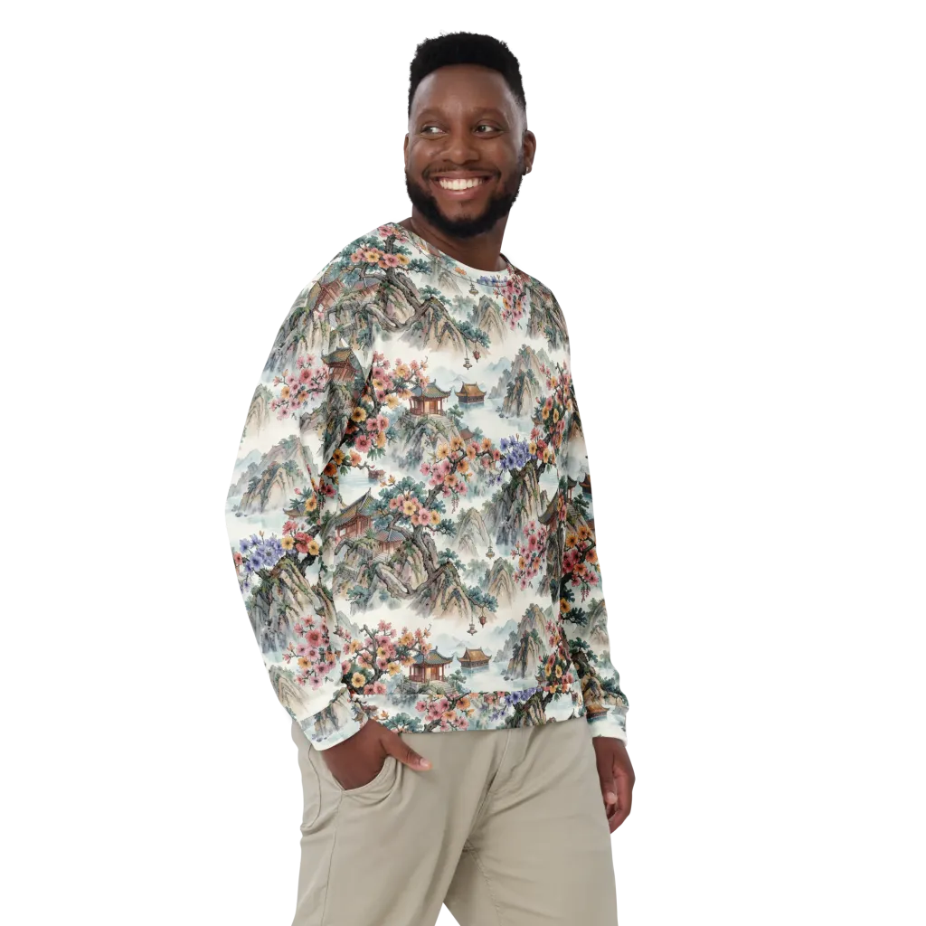 Jade Mountain Blossom on Sweatshirt — Front print